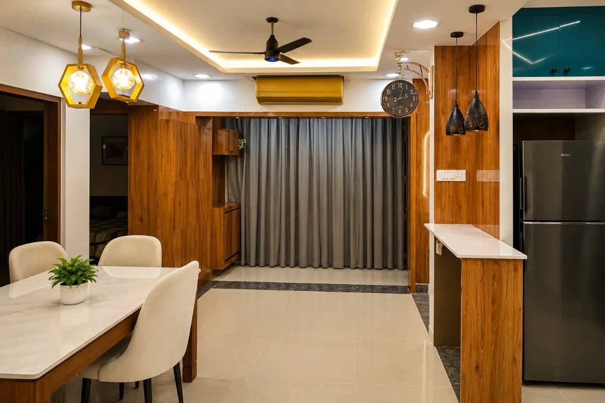 Dining nook set for four beside the kitchen